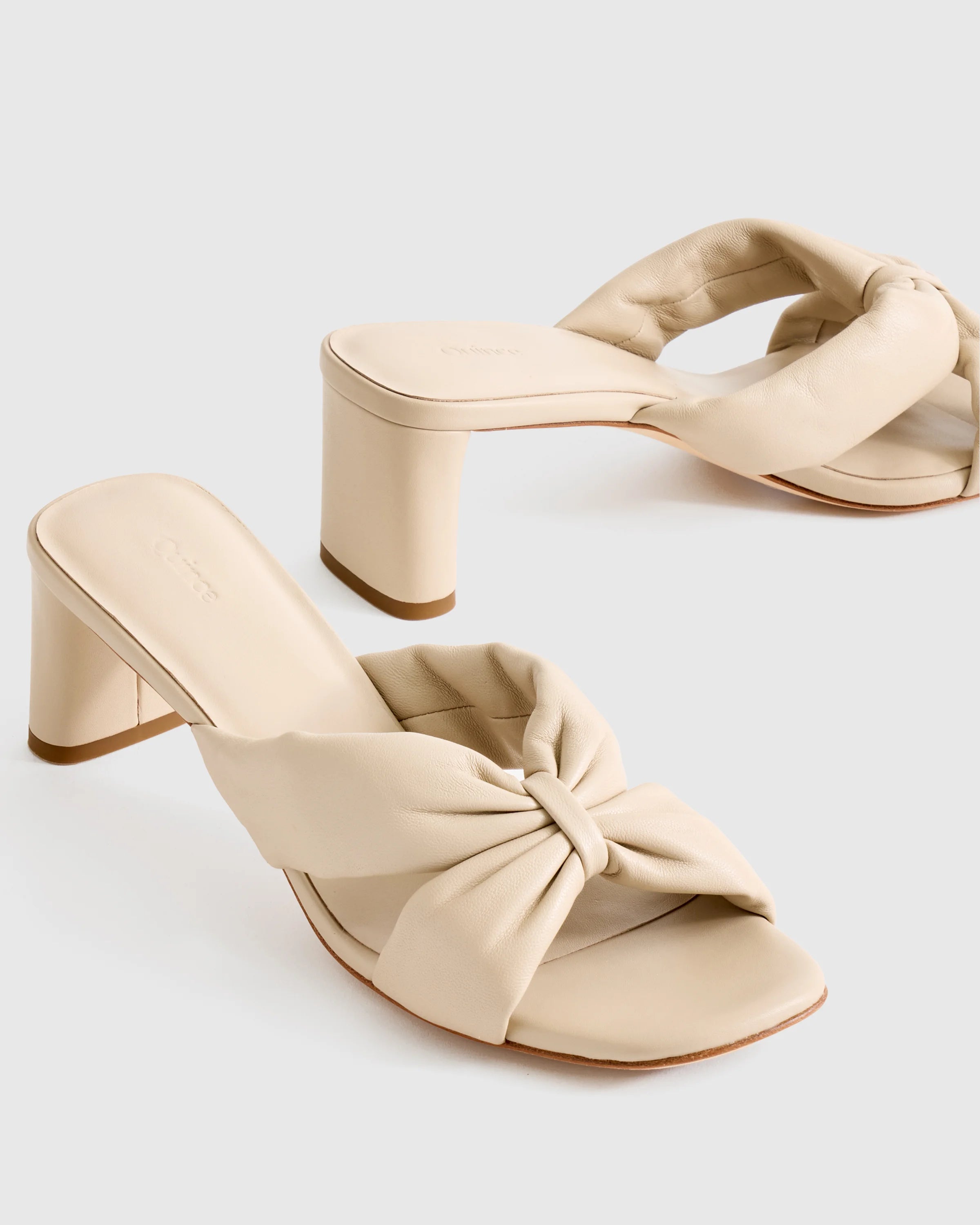 Italian Leather Twist Mid Heel Mule - 5 / Almond Secondary image