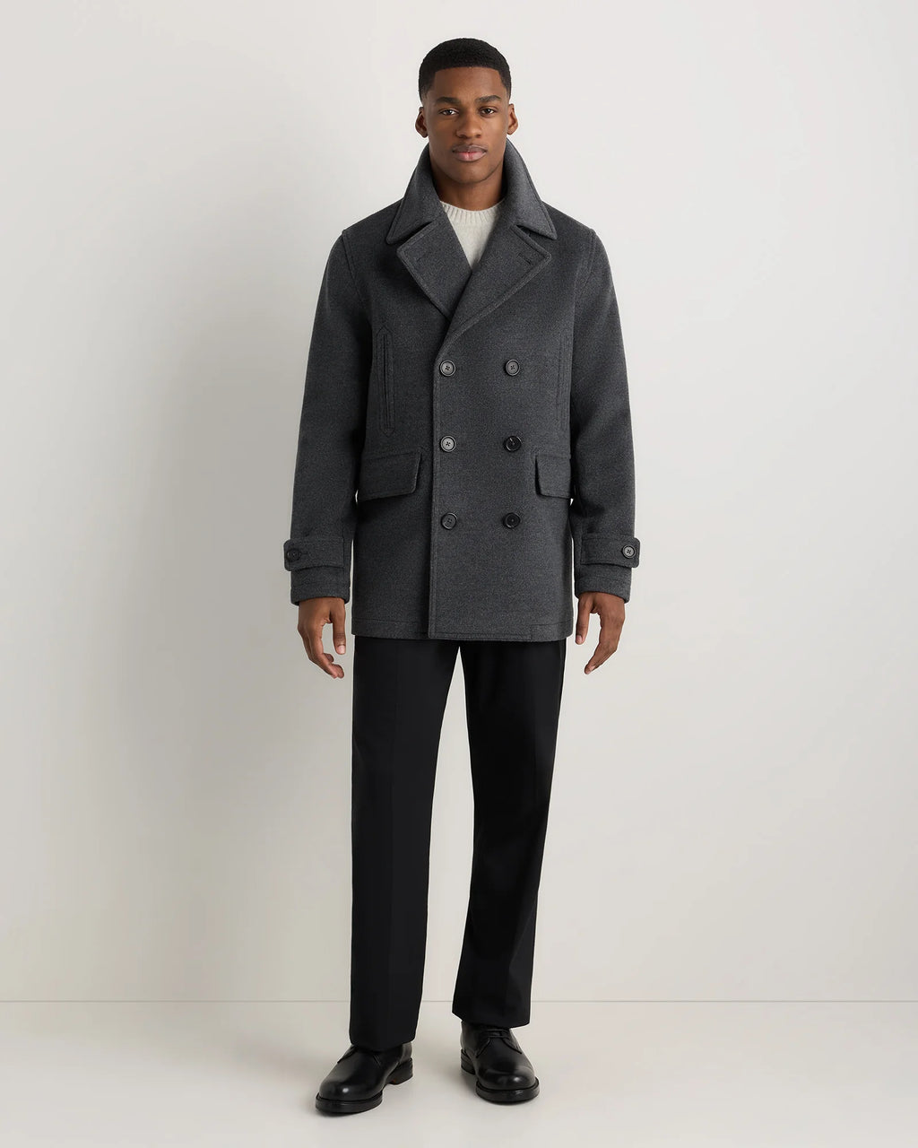 Wool Cashmere Peacoat - XS / Heather Charcoal