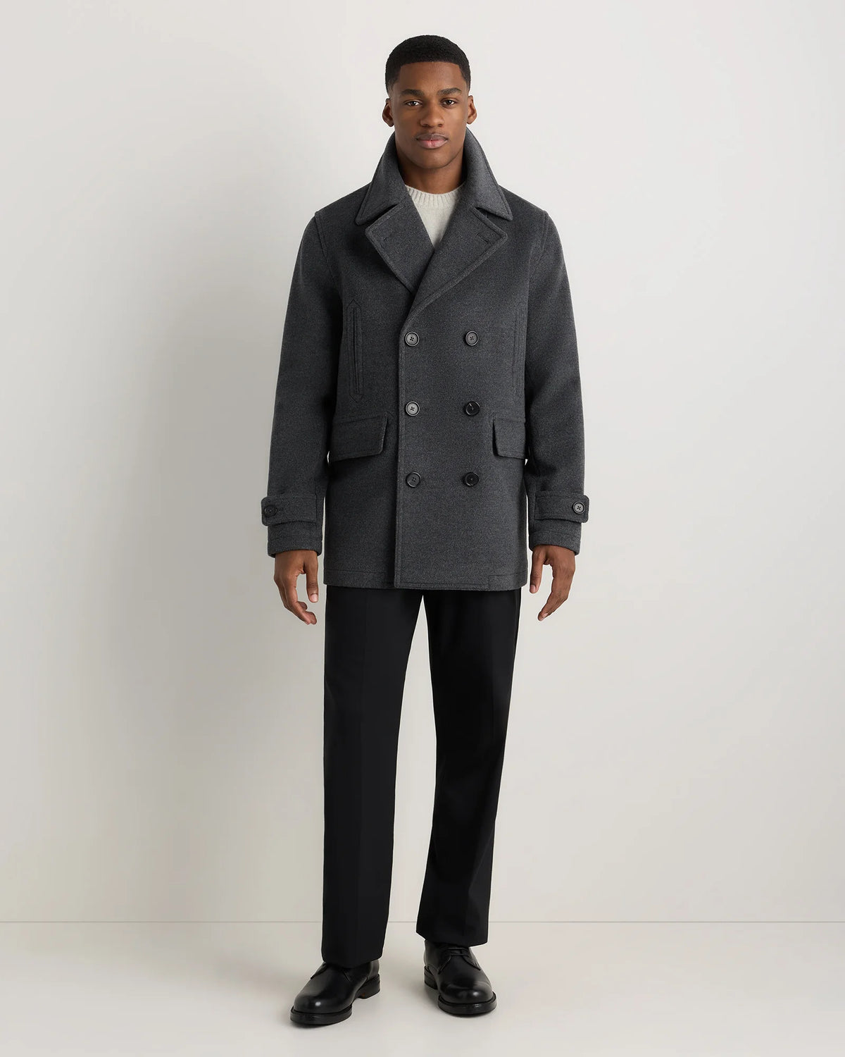 Wool Cashmere Peacoat - XS / Heather Charcoal