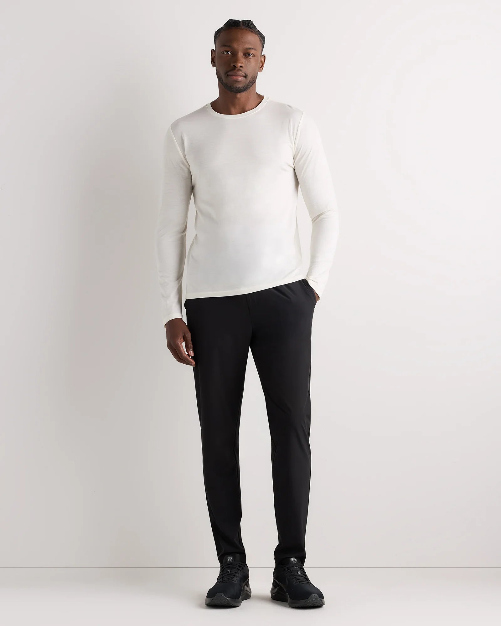 100% Merino Wool All-Season Long Sleeve Base Layer Tee - XS / Off-White Secondary image