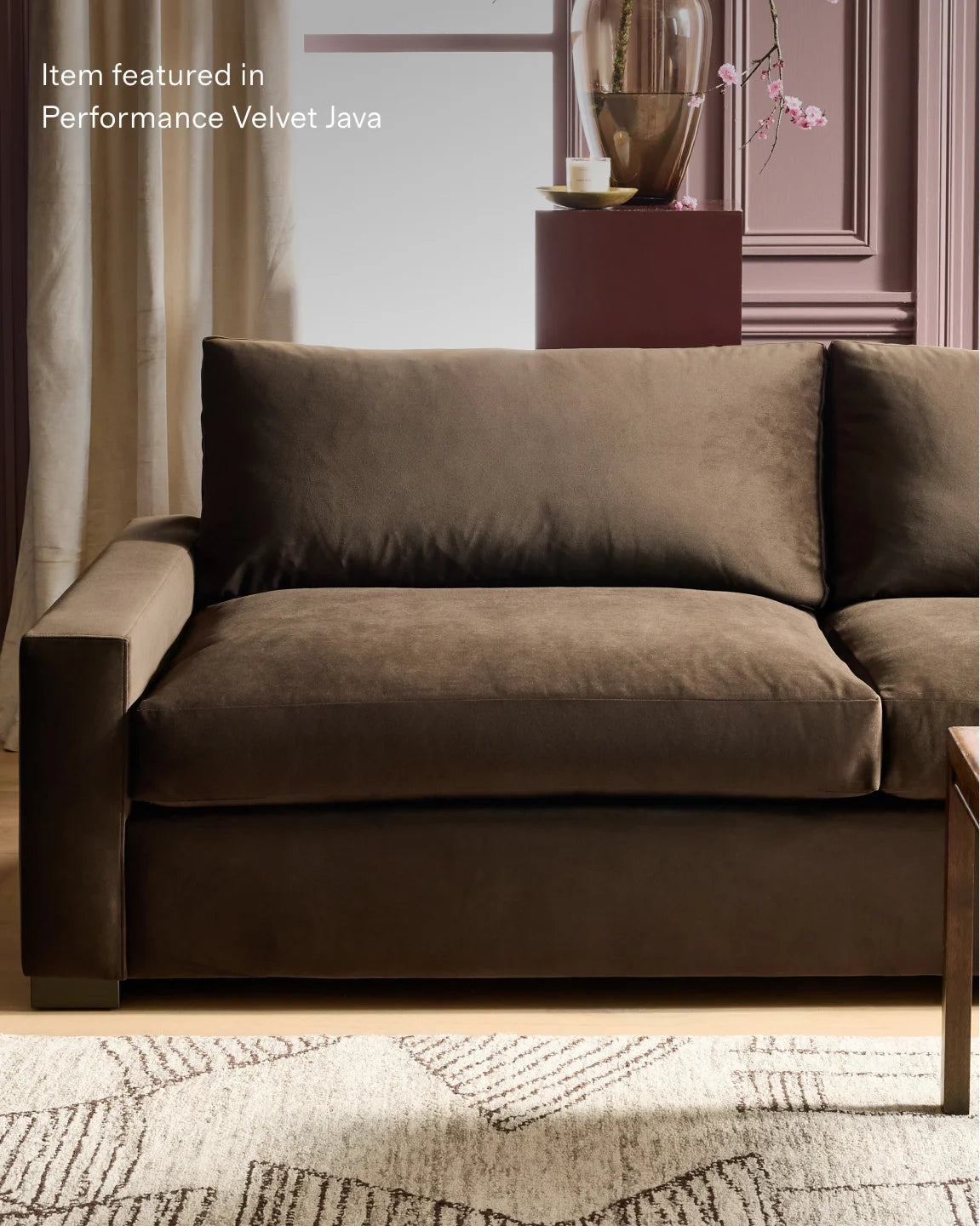 Stillman L Sectional in Performance Velvet - 116x116 / Java Secondary image