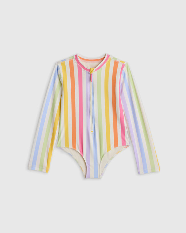 Long Sleeve Zip-Up Swimsuit - 6 / Happy Floral