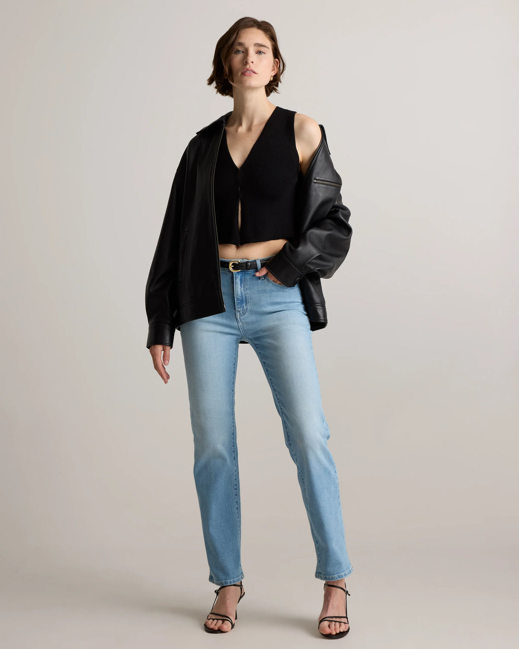 100% Leather Oversized Bomber Jacket - XS / Rich Brown