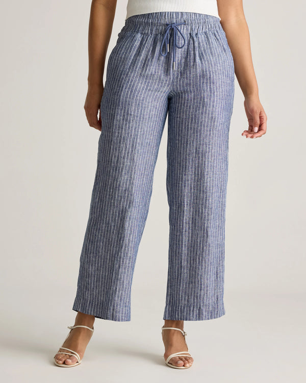 100% European Linen Wide Leg Pants - XS / Bayberry Olive