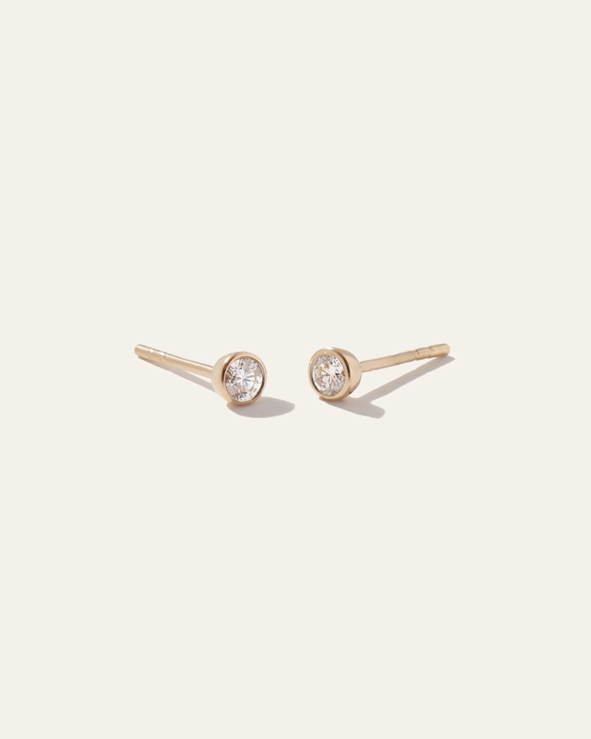 14K Gold Natural Diamond Tiny Bezel Studs - One Size / Yellow Gold Main image