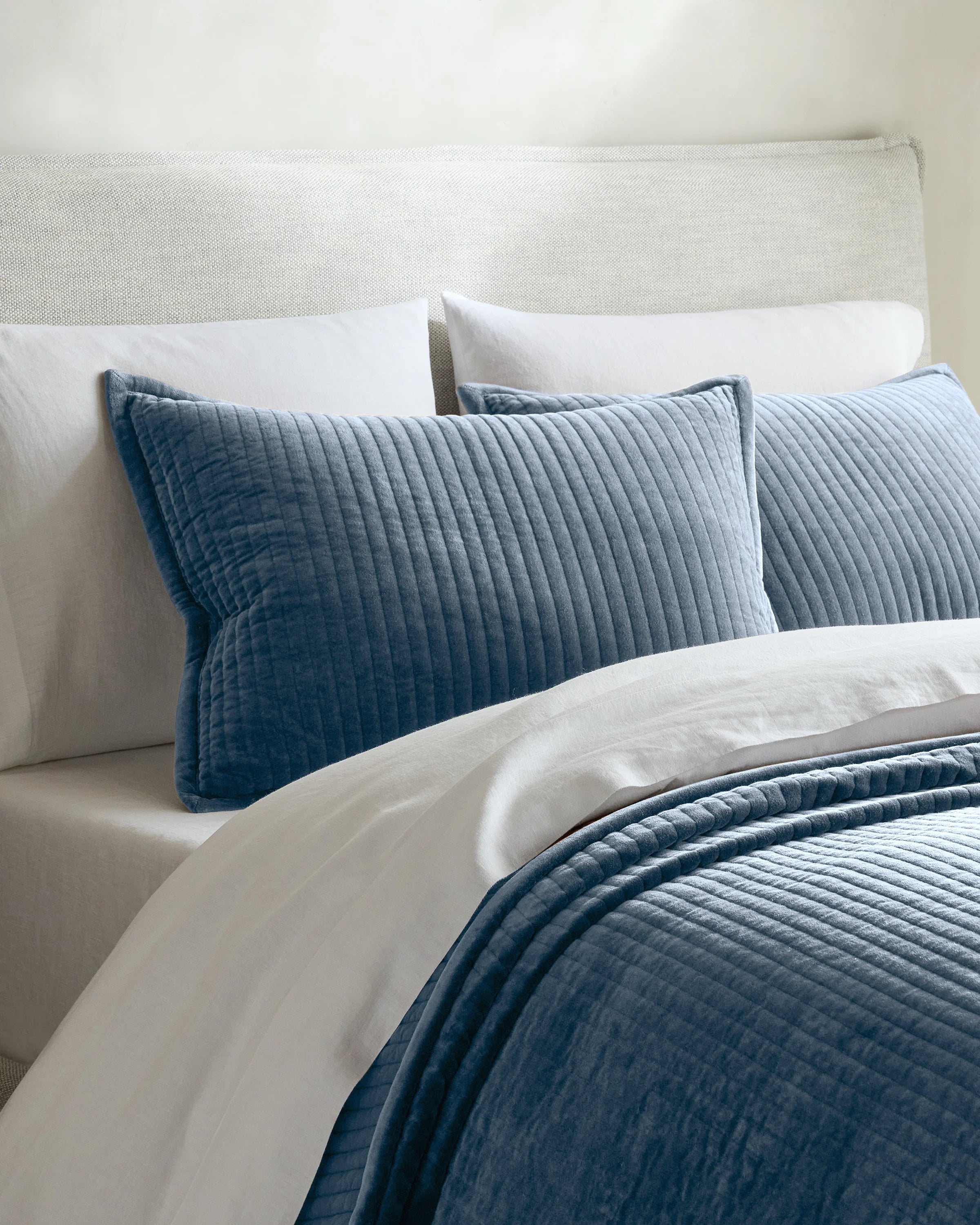 Cotton Velvet Channel Quilt Set - Full/Queen / Glacier Blue Secondary image