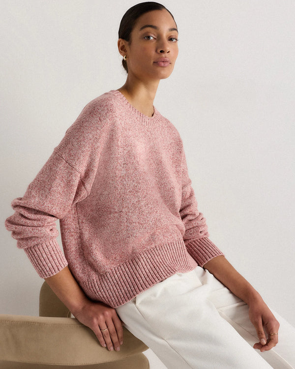 100% Organic Cotton Boyfriend Crew Sweater - XS / Speckled Beige