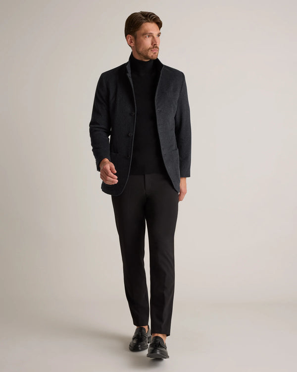 100% Mongolian Cashmere Stand Collar Blazer - S / Camel