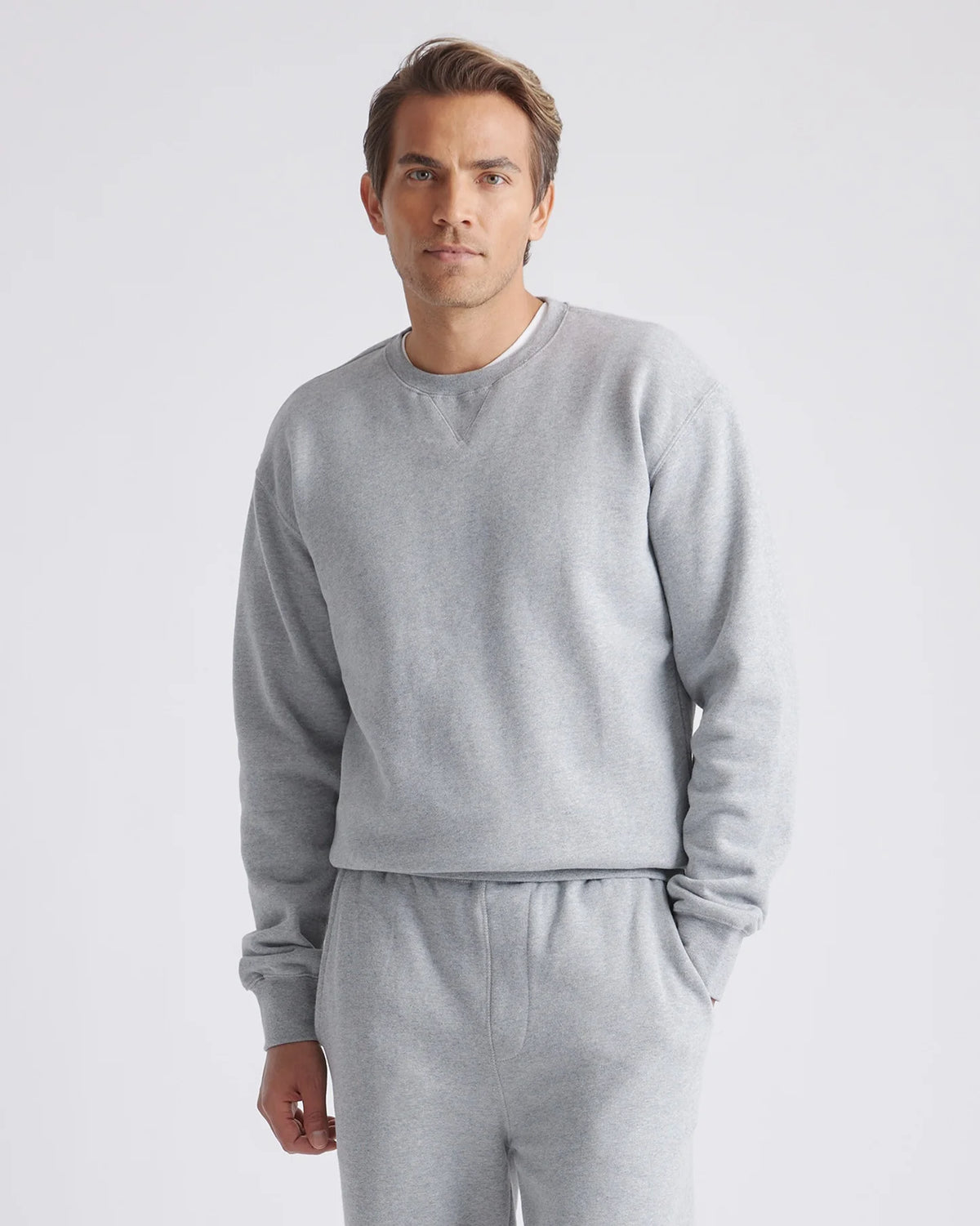 Organic Heavyweight Fleece Crew - S / Heather Grey Main image