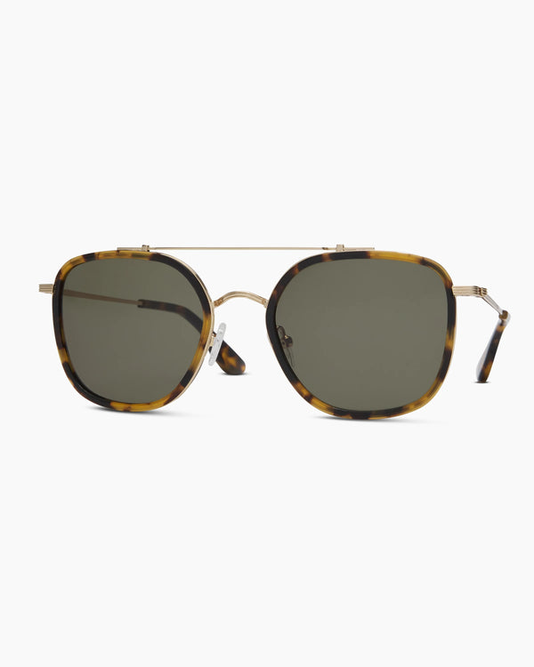 Rio Polarized Stainless Steel Sunglasses - One Size / Gold/Fawn Tortoise with Green lens
