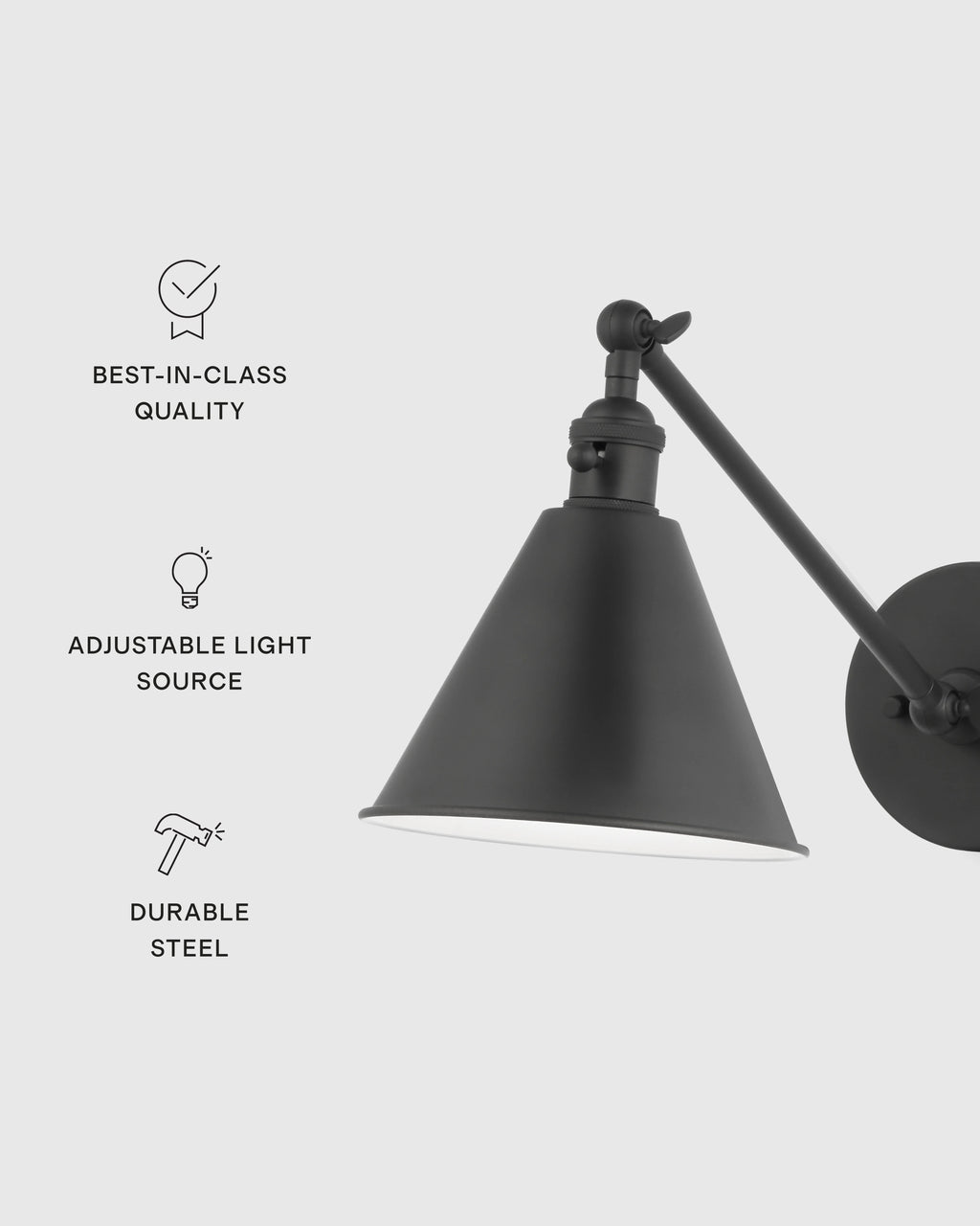 Articulating Single Arm Steel Wall Sconce - One Size / Silver