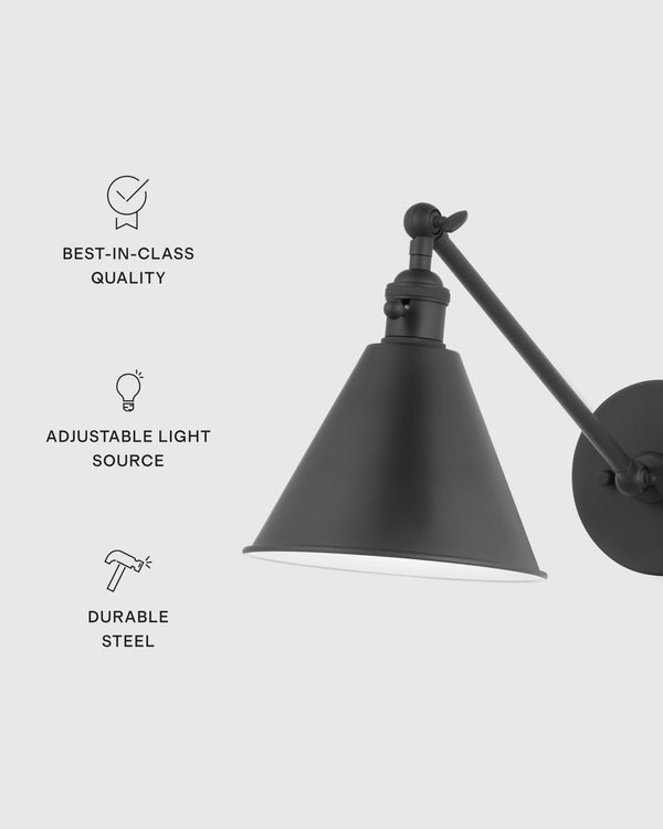 Articulating Single Arm Steel Wall Sconce - One Size / Silver