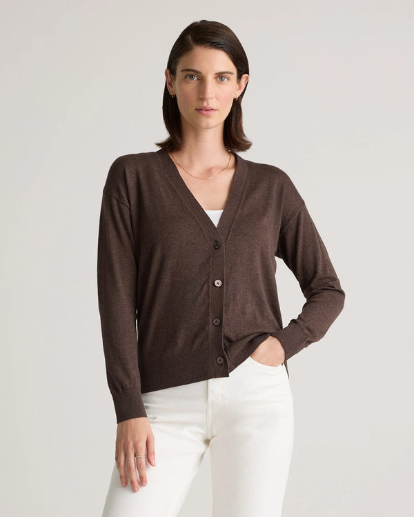 Lightweight Cotton Cashmere Cardigan - XS / Heather Oatmeal