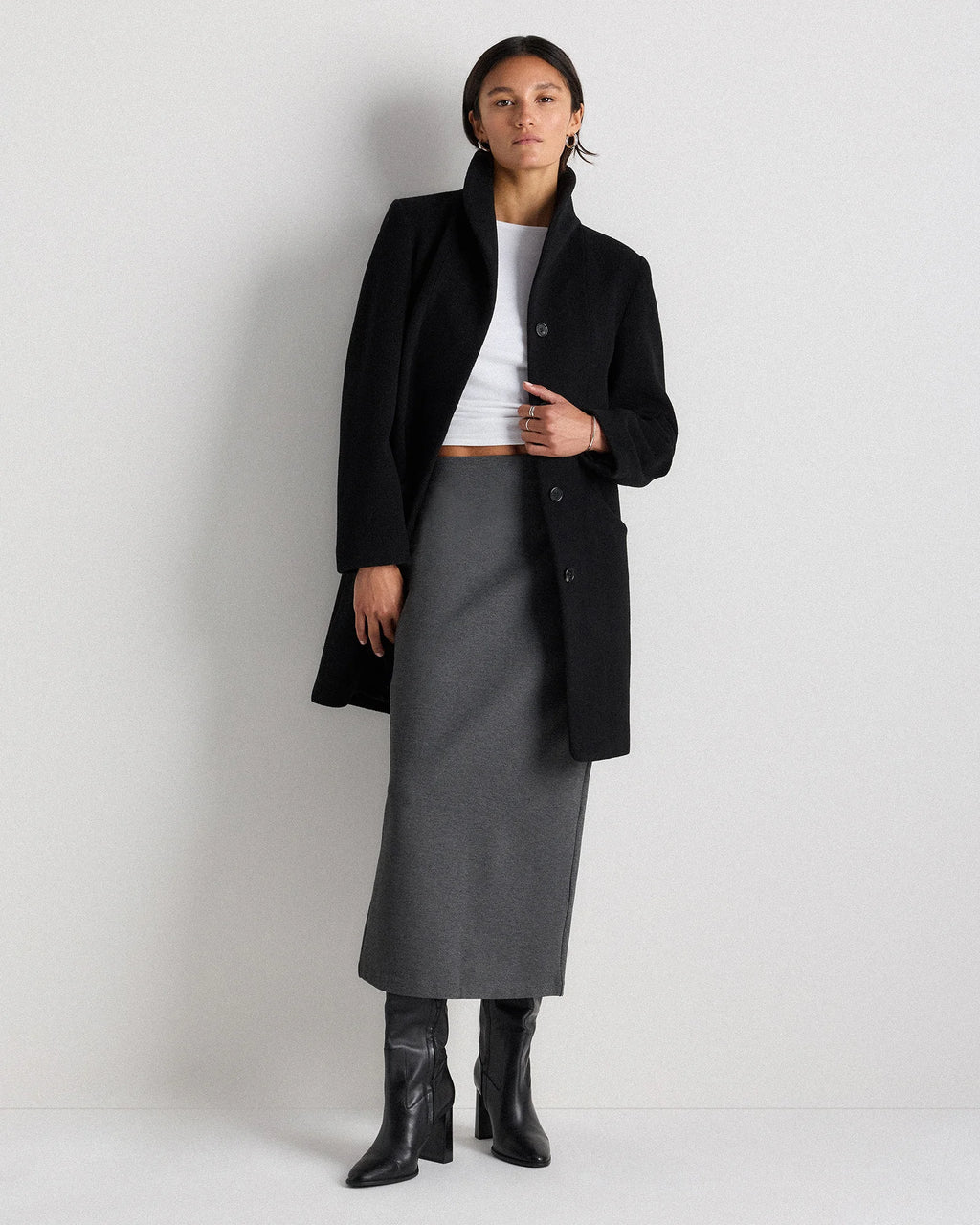Wool Cashmere Cocoon Coat - XS / Dark Chocolate