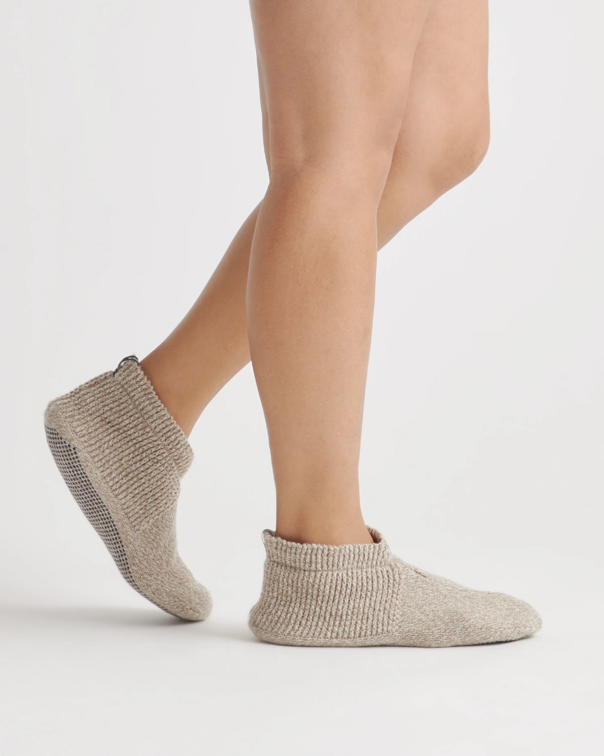 Fleece Lined Gripper Slippers (2-Pack) - S / Grey/Natural Secondary image