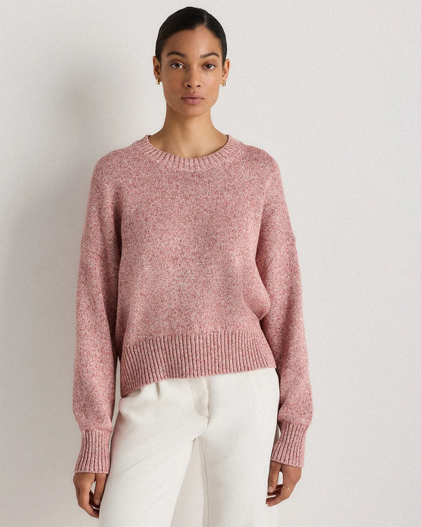 100% Organic Cotton Boyfriend Crew Sweater - XS / Speckled Beige