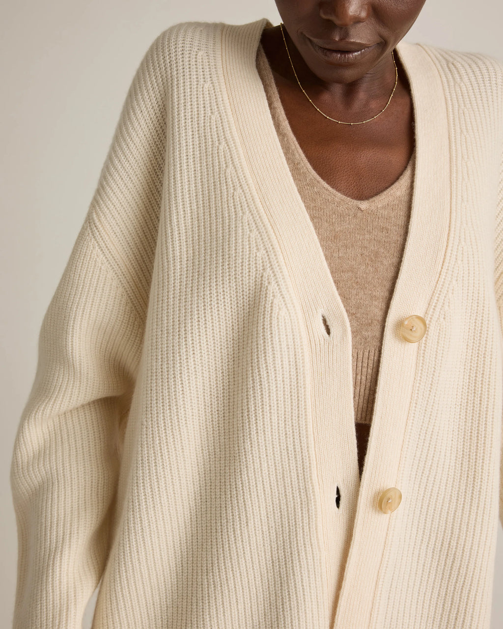 Mongolian Cashmere Oversized Boyfriend Cardigan Sweater - XS / Brown