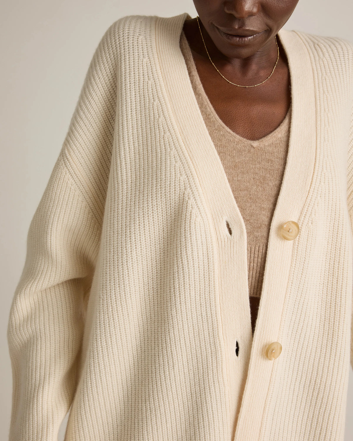 Mongolian Cashmere Oversized Boyfriend Cardigan Sweater - XS / Brown