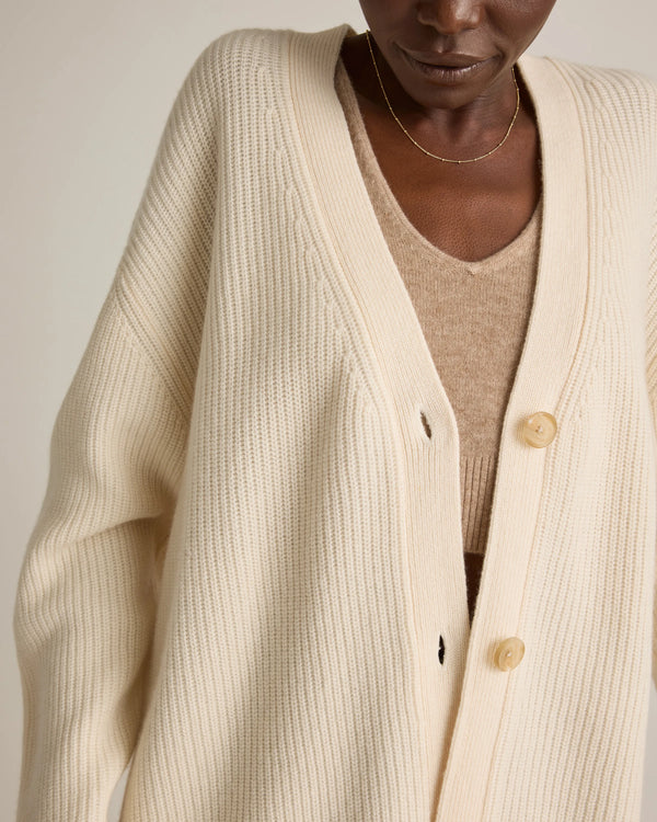 Mongolian Cashmere Oversized Boyfriend Cardigan Sweater - XS / Brown