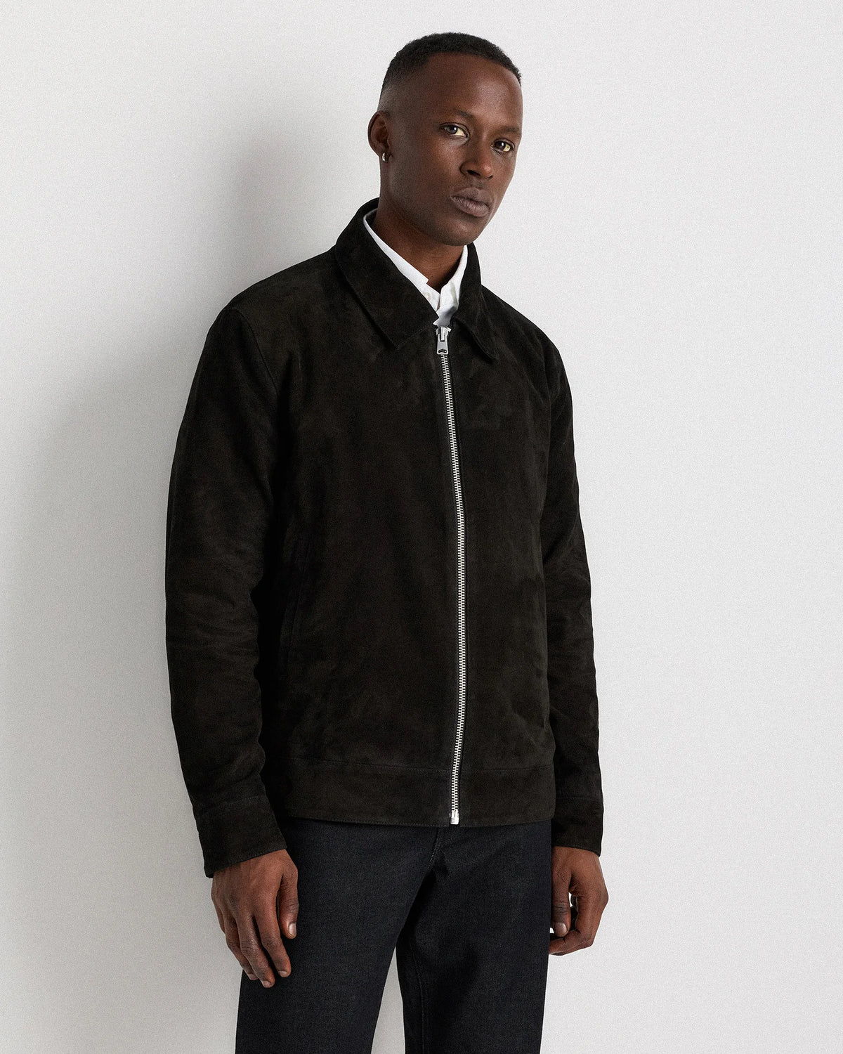 100% Suede Harrington Jacket - S / True Black Main image