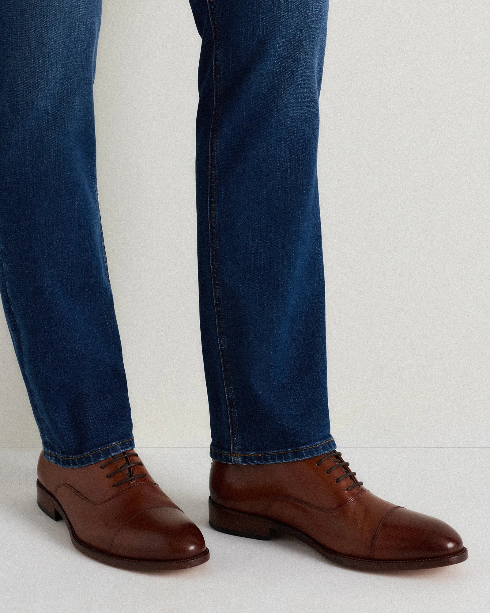 Italian Leather Cap Toe Oxford - 7 / Cognac Secondary image