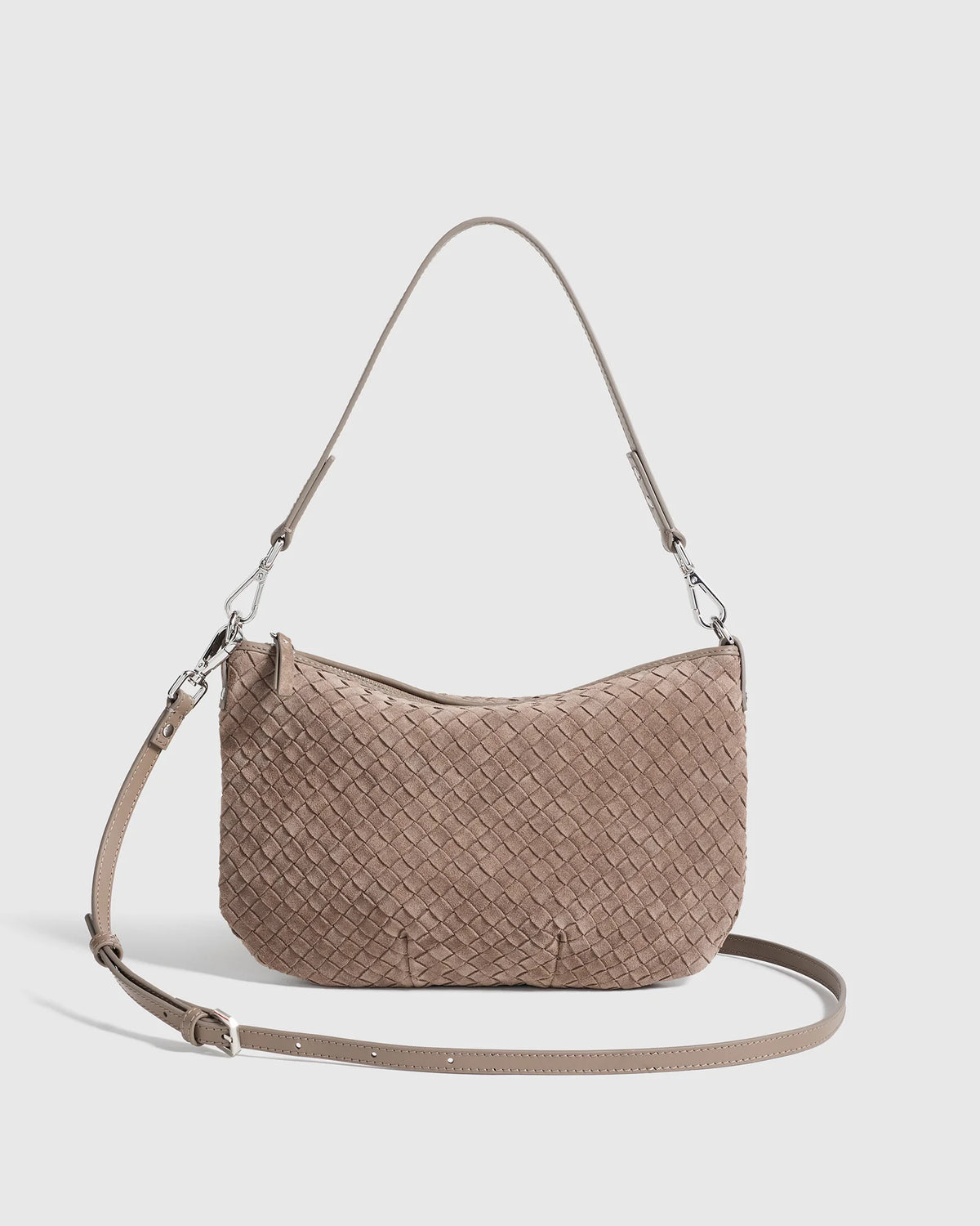 Sloane Suede Handwoven Mini Shoulder Bag - One Size / Pebble Main image