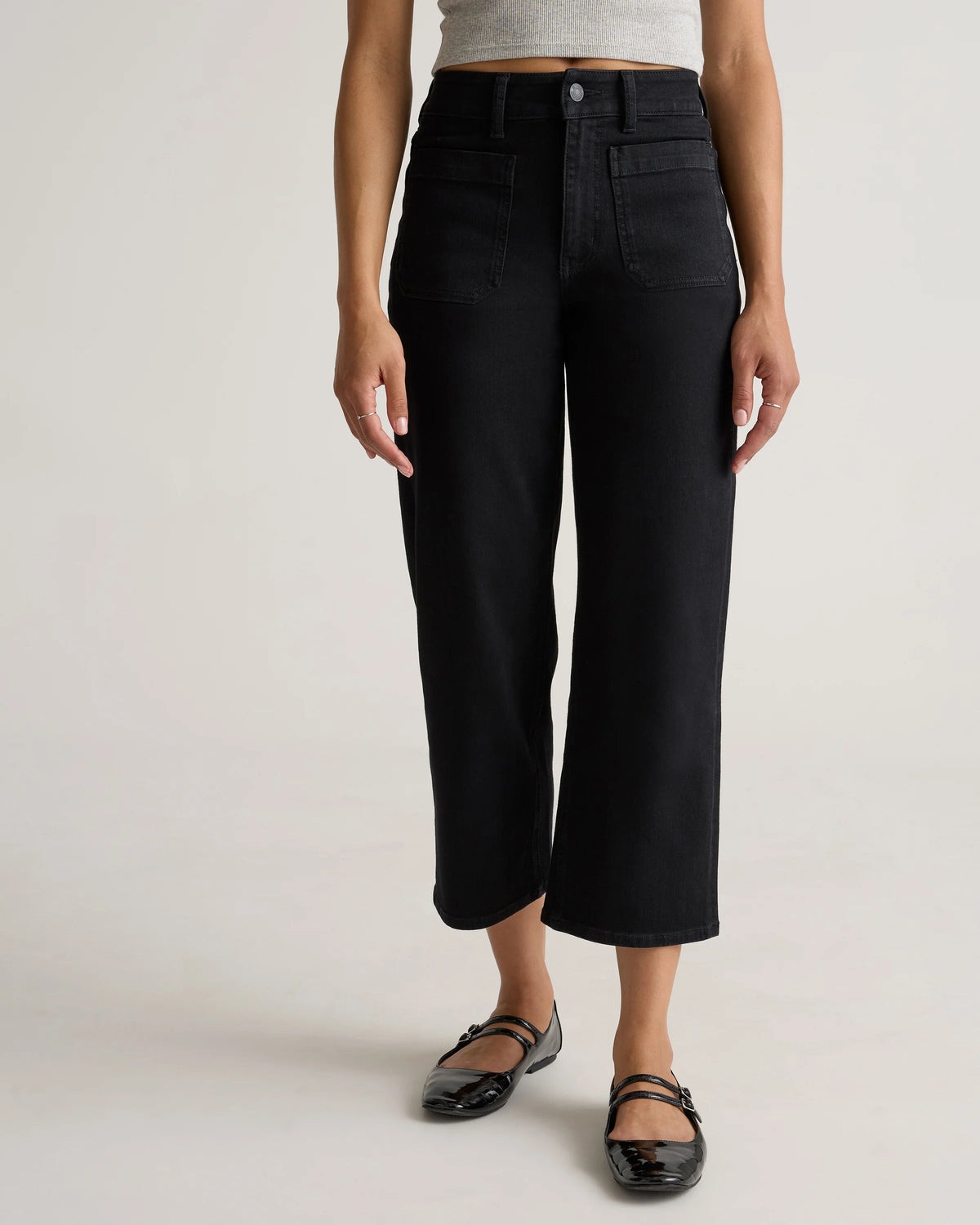 Bella Stretch Patch Pocket Wide Leg Jeans - 24 / Deep Sea Blue