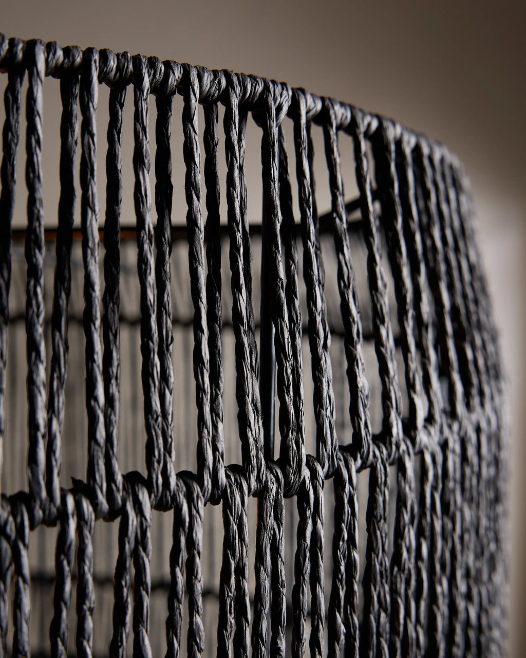Woven Rope Drum Pendant Light - One Size / Black