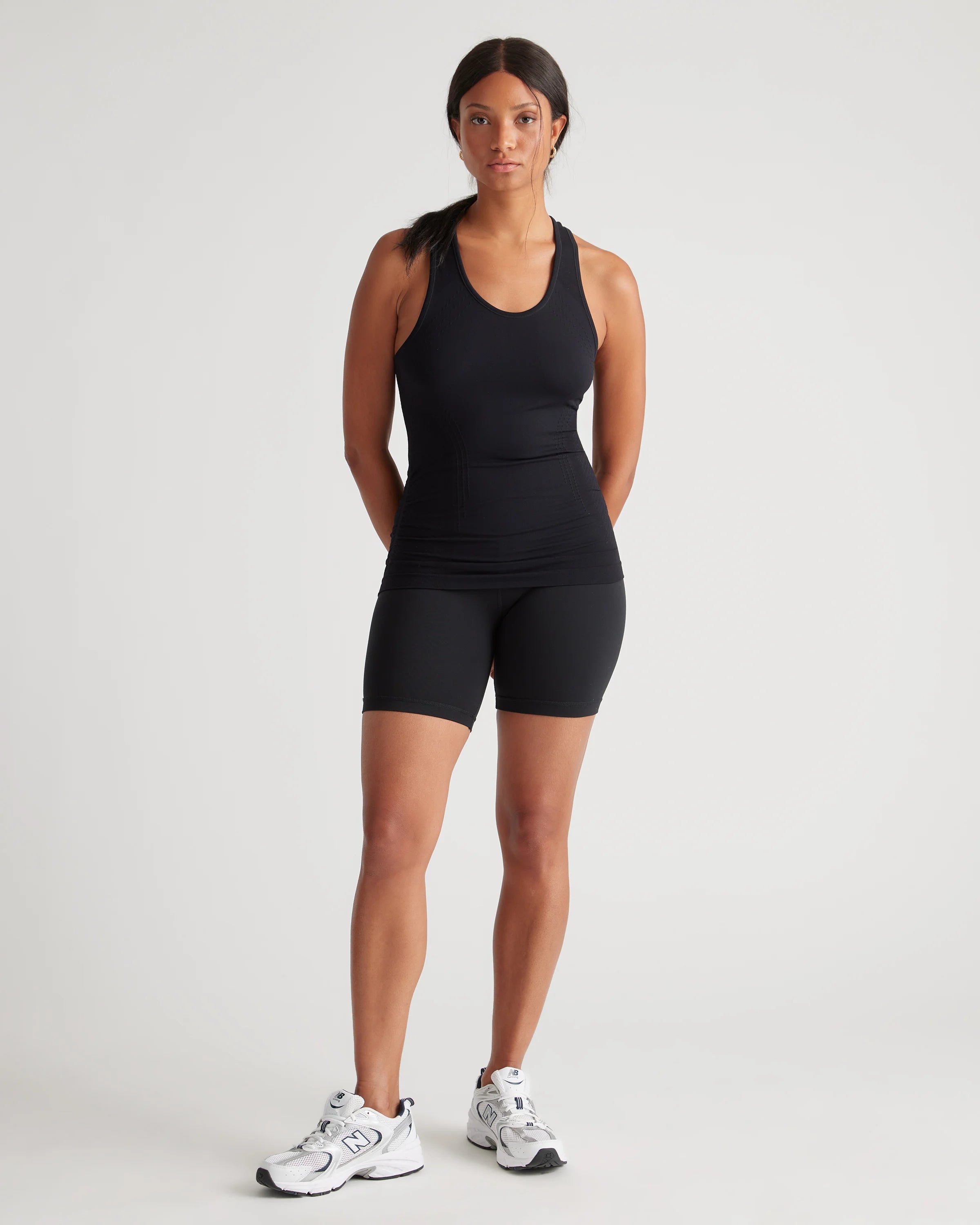 Seamless Ruched Racerback Tank - XS / Black Secondary image