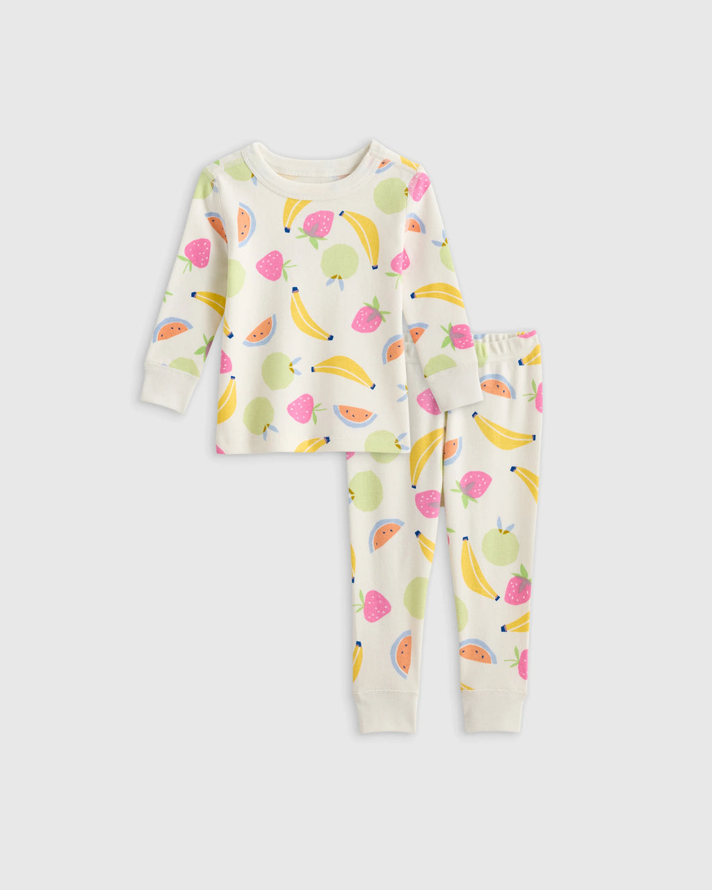 100% Organic Cotton Long Sleeve and Pant Pajama Set - 12-18M / Navy Stripe