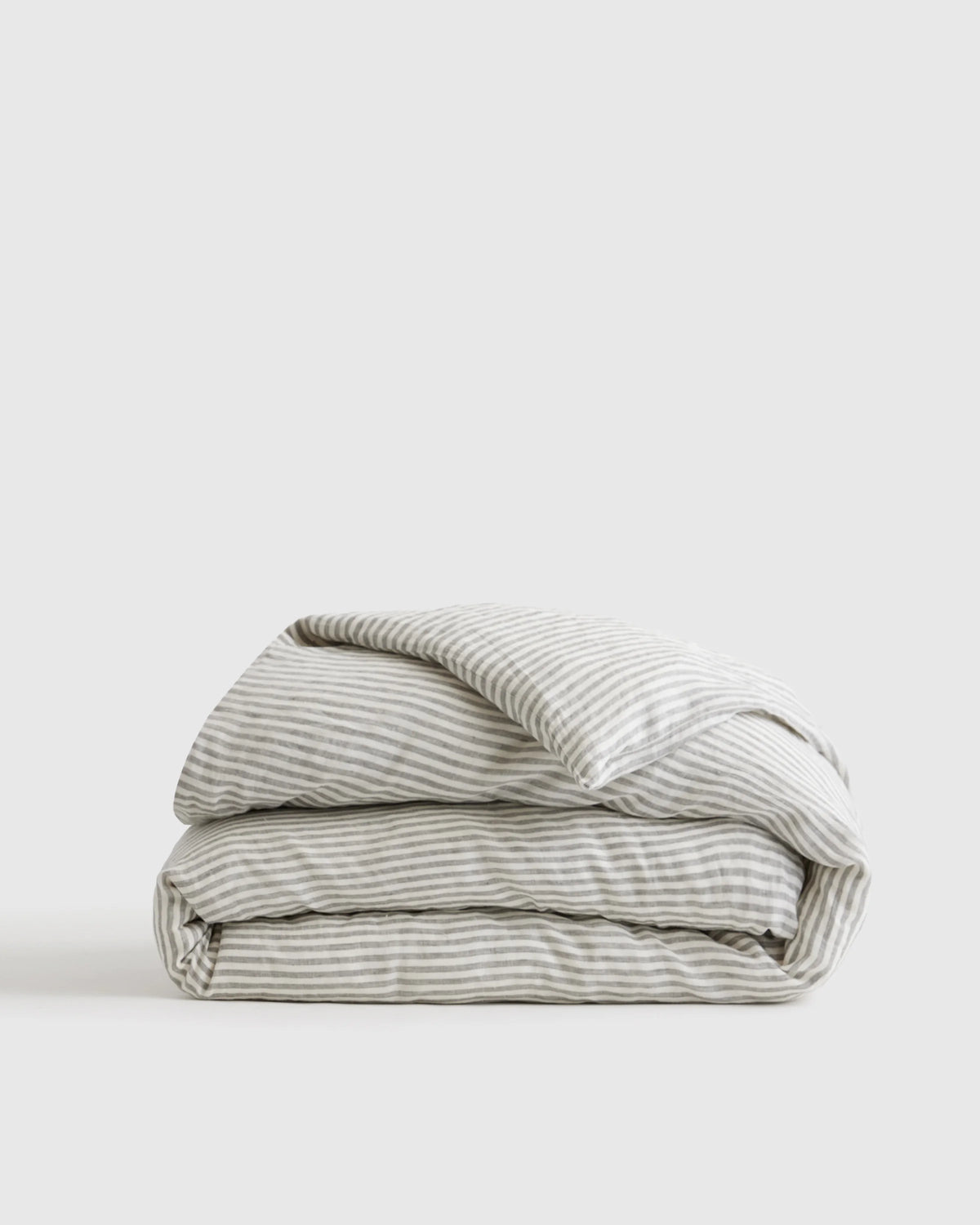 European Linen Stripe Duvet Cover - Twin / Terracotta/White Stripe Main image