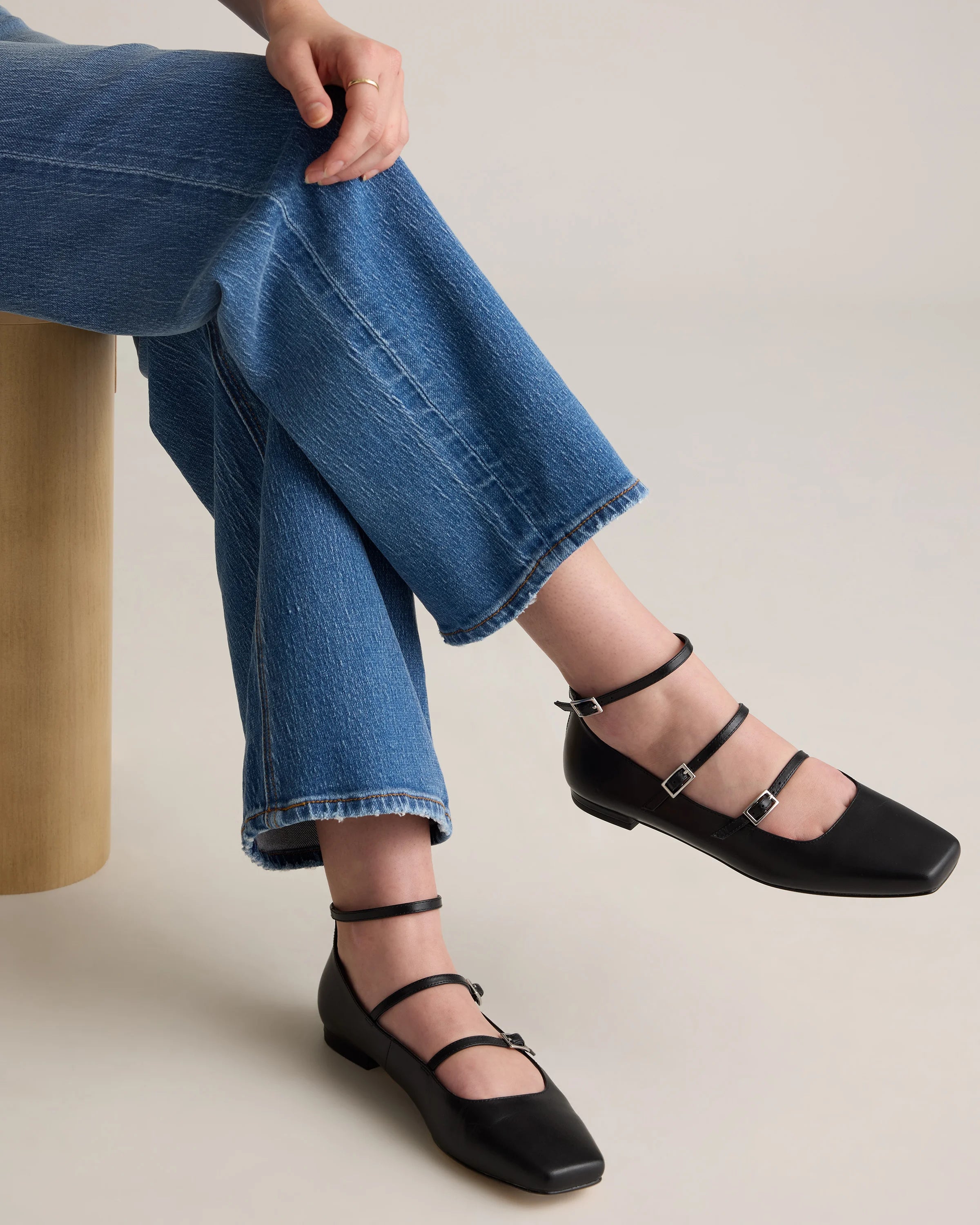 Italian Leather Strappy Ballet Flat - 5 / Black Secondary image