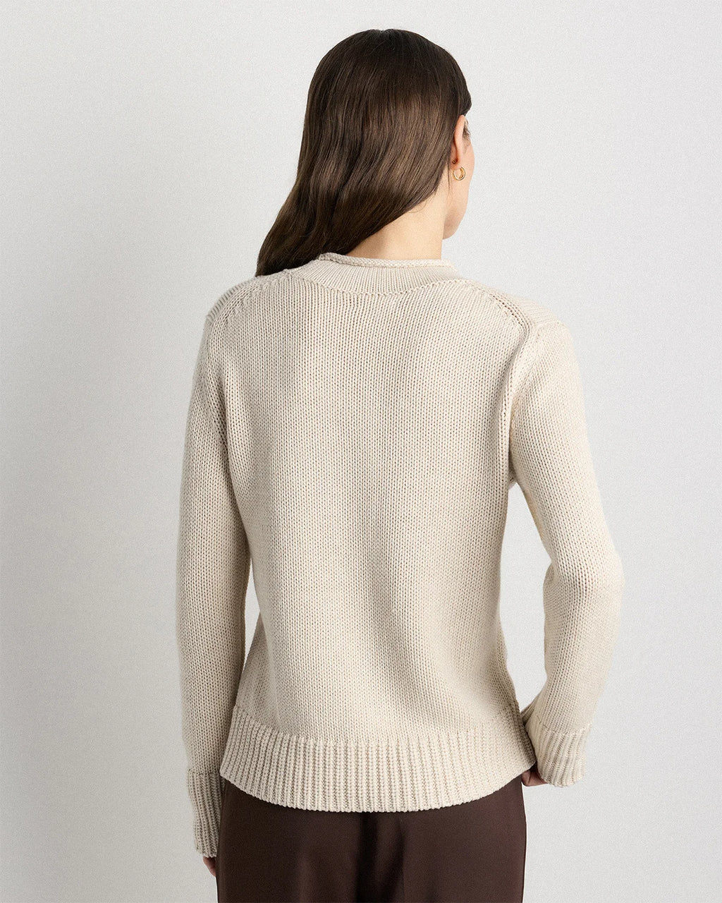 100% Organic Cotton Roll Neck Sweater - XS / Cornflower Mini Stripe