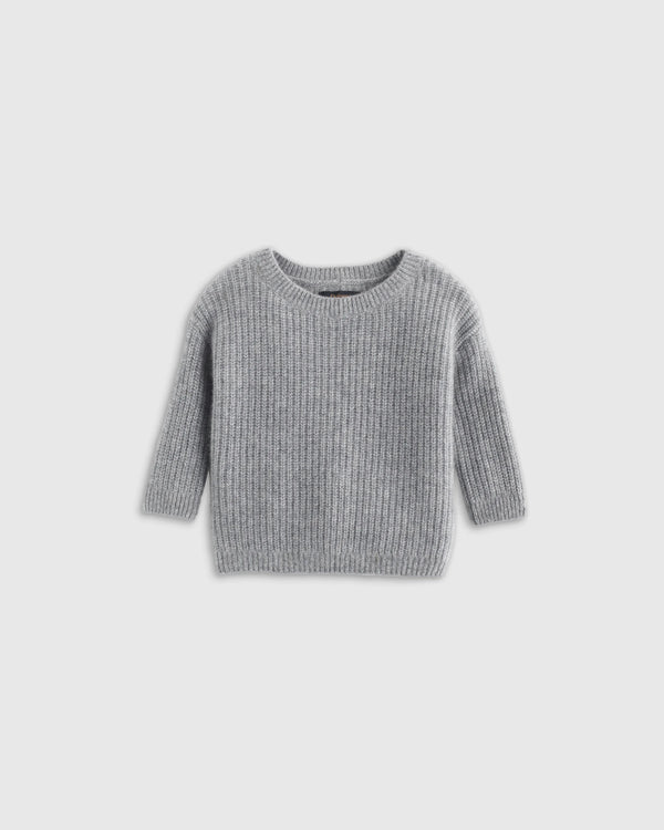 Washable Cashmere Fisherman Tunic Sweater - 3-6M / Heather Grey
