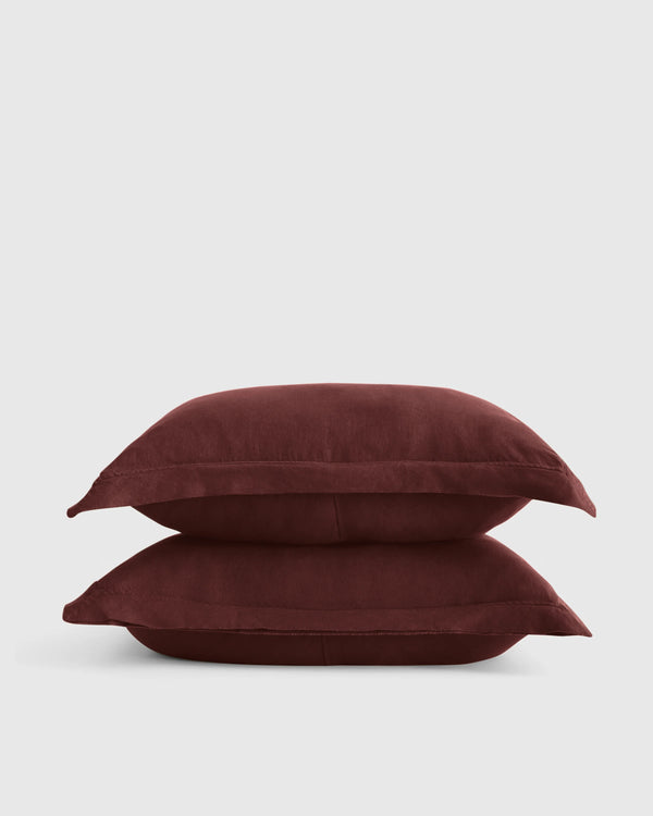 European Linen Double Flange Sham Set - Standard / White
