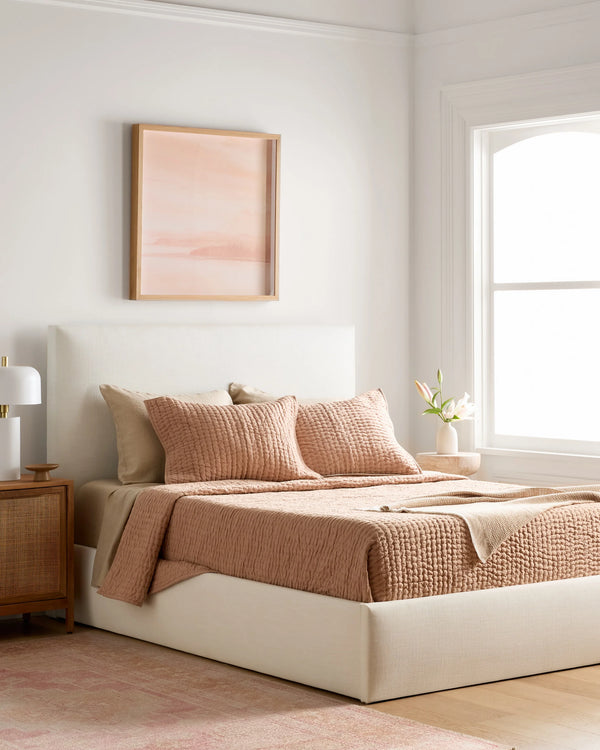 Square Bed in Performance Linen - Full / Ivory