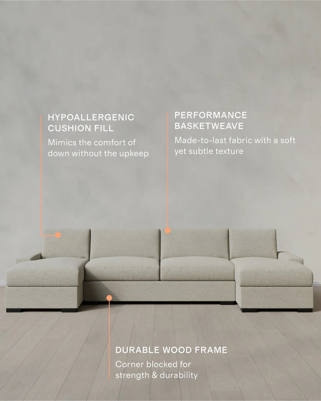 Stillman U Sectional in Performance Basketweave - One Size / Flax