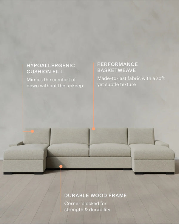 Stillman U Sectional in Performance Basketweave - One Size / Flax