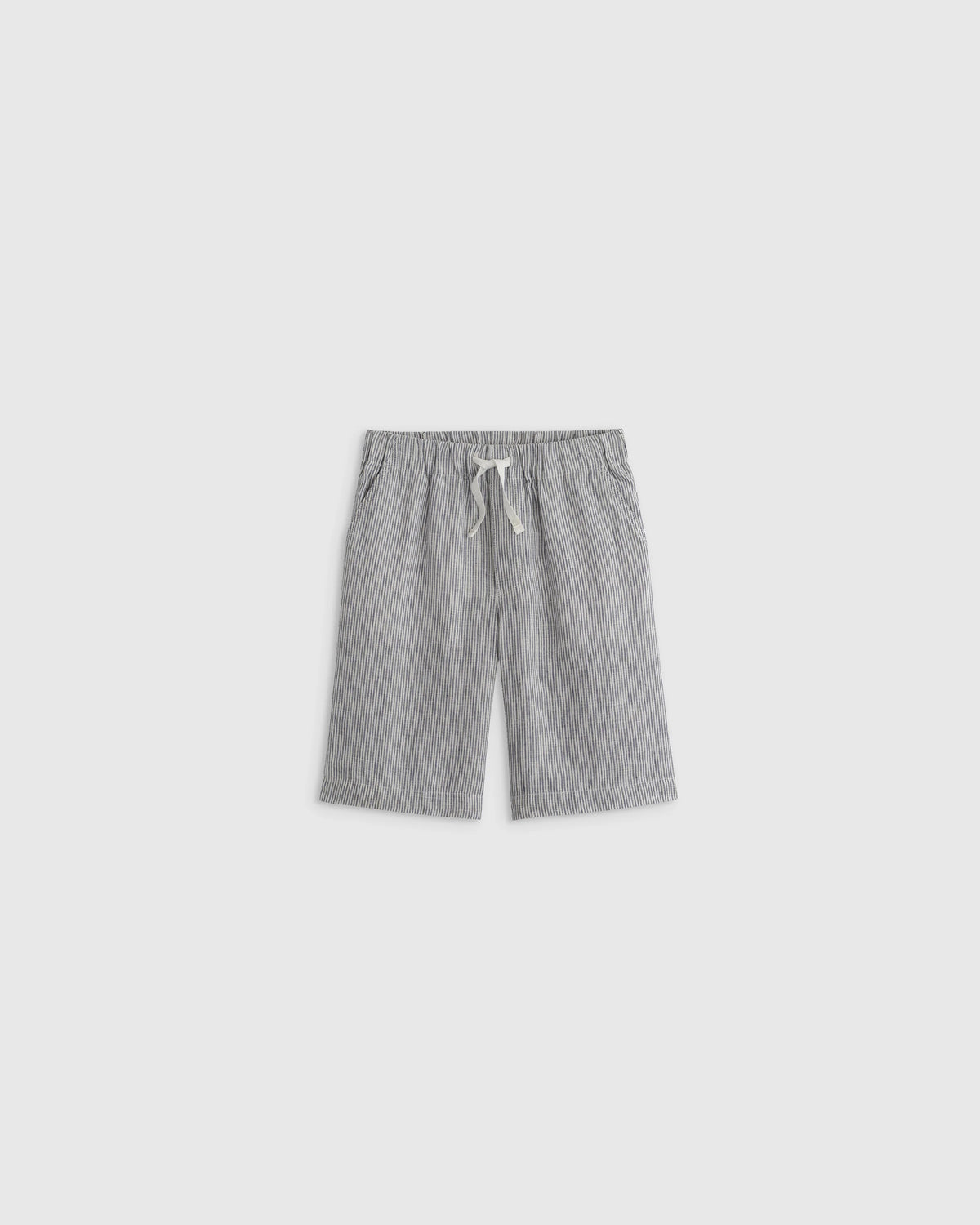 100% European Linen Pull-On Shorts - 2T / Blue Pinstripe Main image