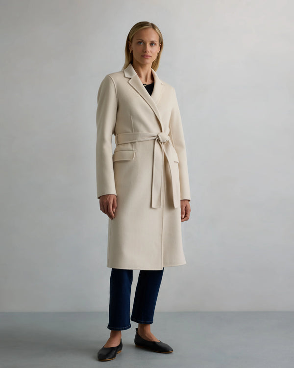 100% Mongolian Cashmere Double-Faced Wrap Coat - XS / Camel