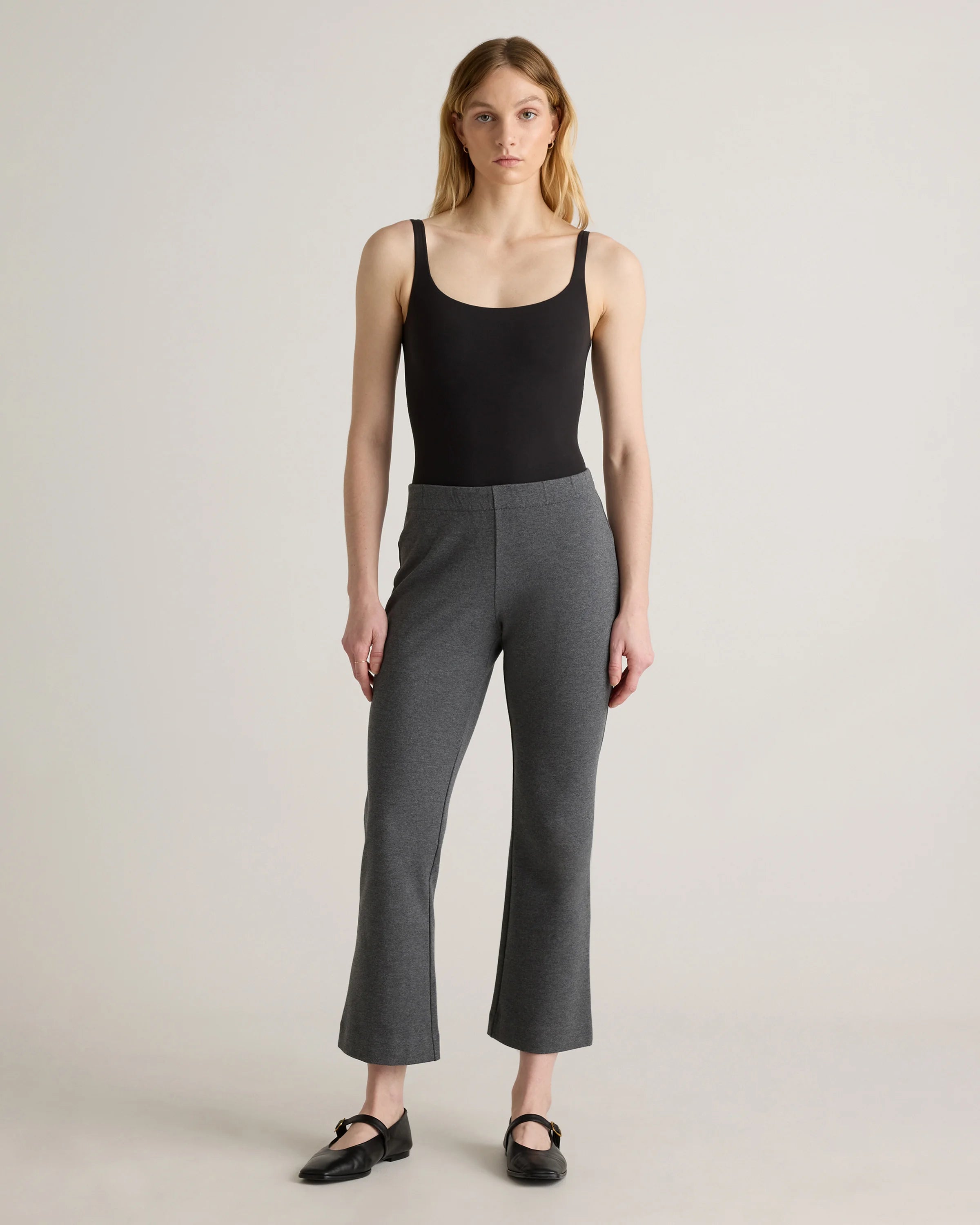 Organic Cotton Double Knit Kick Flare Pants - XS / Heather Charcoal Grey Secondary image