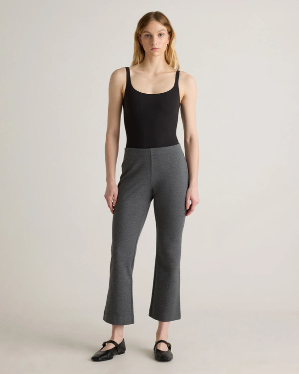 Organic Cotton Double Knit Kick Flare Pants - XS / Heather Charcoal Grey