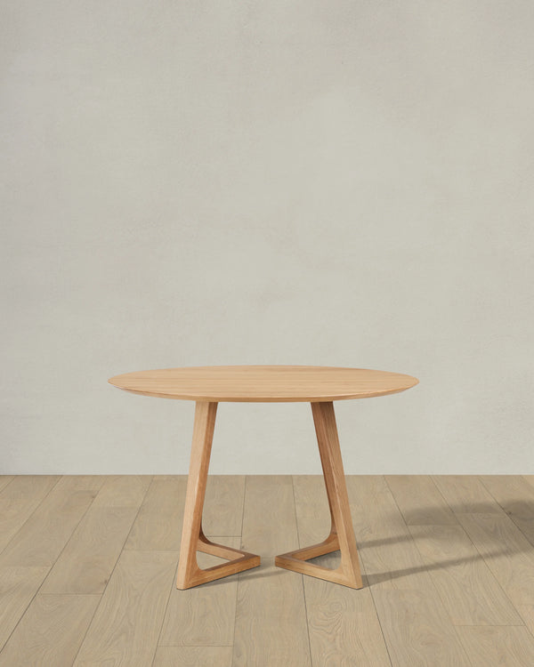 Solid Wood Midcentury Round Dining Table - One Size / Brown Walnut