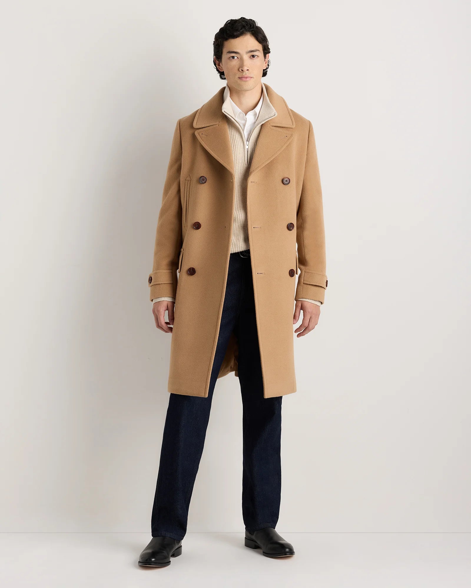 Wool Cashmere Double-Breasted Officer Topcoat - S / Heather Charcoal Secondary image