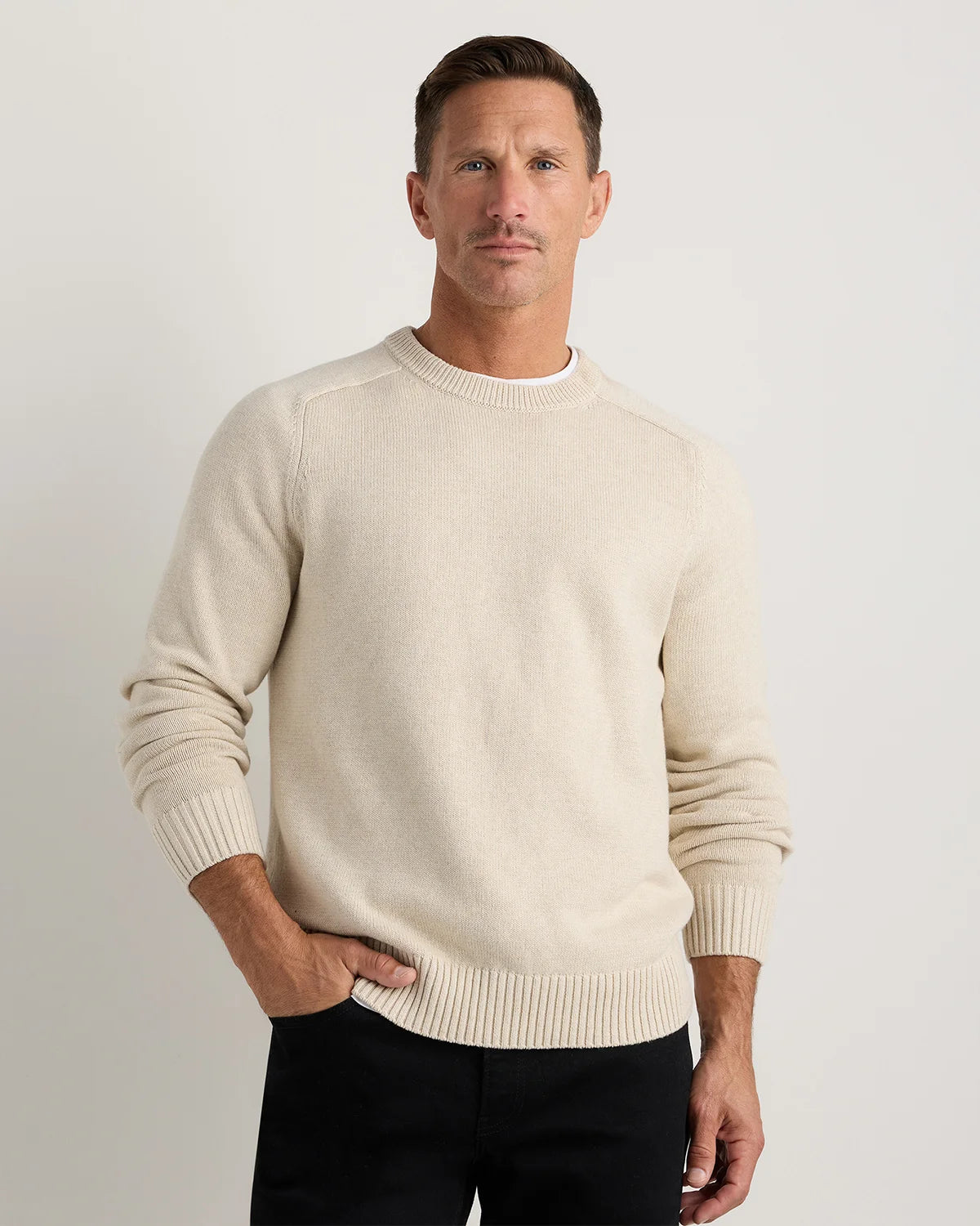 100% Organic Cotton Crewneck Sweater - S / Speckled Beige Main image