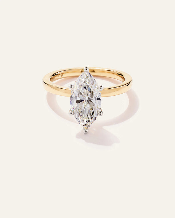 Lab Grown Diamond Marquise Comfort Fit Engagement Ring - 2.5ct - 4 / Yellow Gold