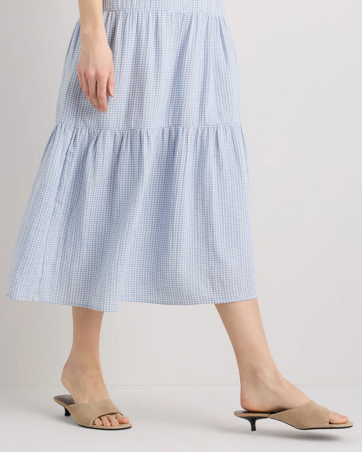 100% Organic Cotton Gauze Tiered Maxi Dress - XS / Indigo Blue