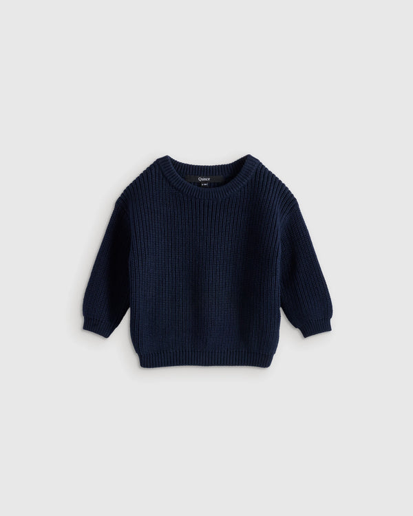100% Organic Cotton Fisherman Tunic Sweater - 3-6M / Navy