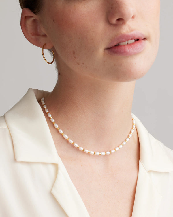 Seed Pearl Beaded Necklace - One Size / Gold Vermeil