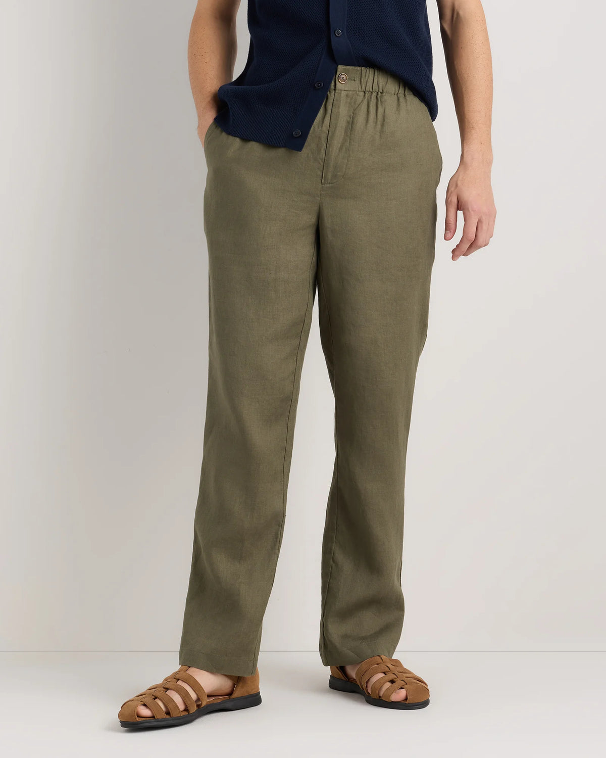 100% European Linen Pants - S / Bayberry Olive Main image